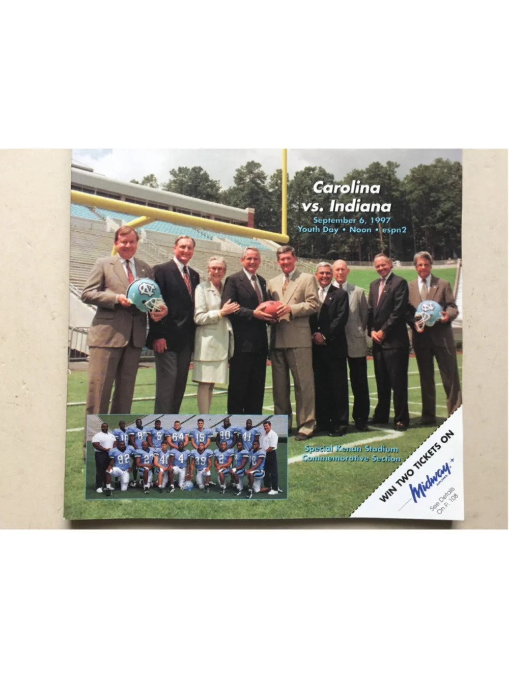 Sept. 6, 1997 Tar Hill Football Magazine, UNC Tar Heels, Carolina VS Indiana